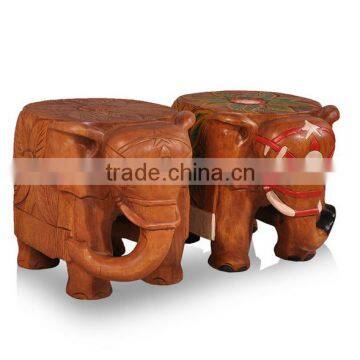 Thailand Style Living Elephant Shape Little Chair, Solid Wood Handcarved Chairs for Shoes Changing (BF01-X1176) photo-2