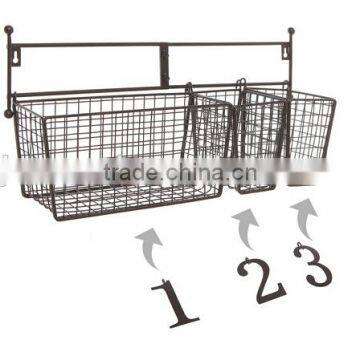 Wall Mounted Black Metal Wire Mesh Numbered Storage Basket Set photo-2