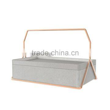 Multifunctional metal rack 3 compartments divided rectangle concrete container