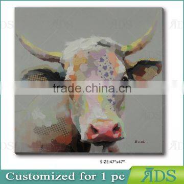 2017 Amazon Hotsell 100% Hand Animal Oil Painting Brown Cow With Stretched Frame Contemporary Artwork Ready to Hang 24 x 36 Inch photo-6