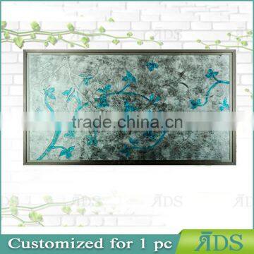 Framed Handmade Carve Pattens With Silver Leaf MDF Modern Glass Wall Art Decor photo-2