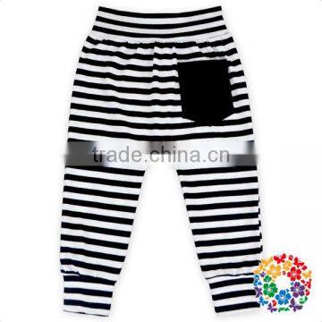 Black/ White Stripe With Pocket Cotton Pants Wholesale Boy & Girl Kids Baby Harem Pants