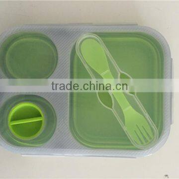 Foldable Silicone Lunch Box With Fork and Knife photo-2