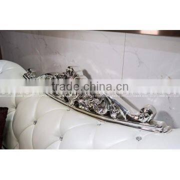 New Classic Top Grain Leather Luxury Wedding Sofa Set Tufted Rolled Arm Curved Back photo-6