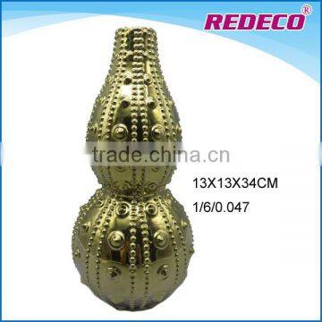 Cucurbit shaped gold ceramic vase for home decoration