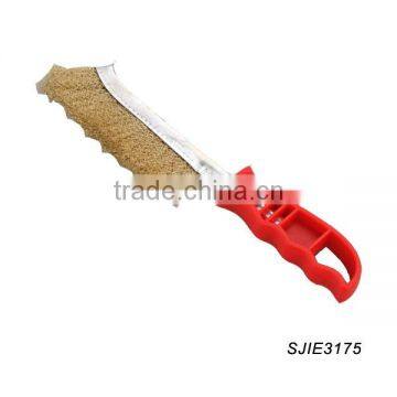 SJIE3175 brass steel wire knife brush with plastic handle