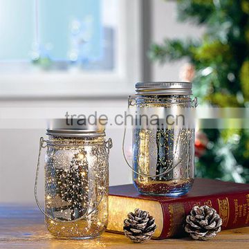 Christmas Decorative Mercury Glass Mason Jar With LED Fairy Lights Inside