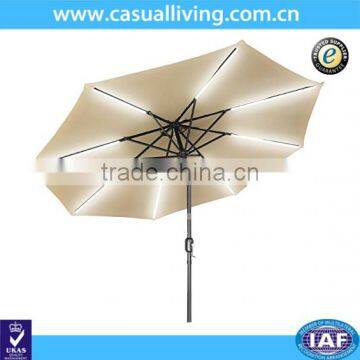 9 feet Aluminum Deluxe Solar Powered LED Stripe Lighted Patio Beach Umbrellas