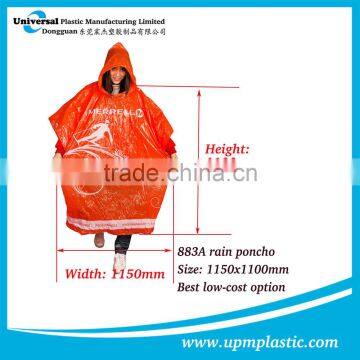 One Time Use Disposable Printed Plastic Rain Poncho photo-3