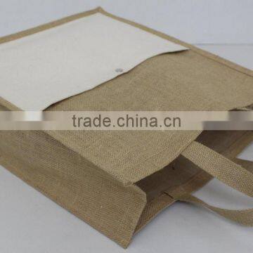 PP Laminated Jute Tote Bag With Canvas Pocket & With Jute Handle photo-5