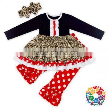 Long Sleeve Winter Girls Ruffle Outfit 0-6 Years Old 6 Sizes Clothes Set Baby Children New Years Boutique Outfit