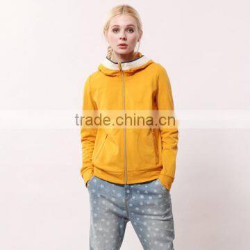 2016 Fashion Design Autumn Fleece Cotton Sweatershirts Full Zipper Hoody Wholesale Women Hoodies