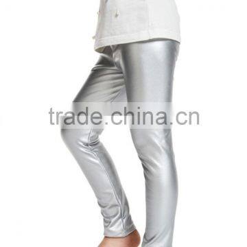 PU shiny infant pants kids leggings baby leather trousers