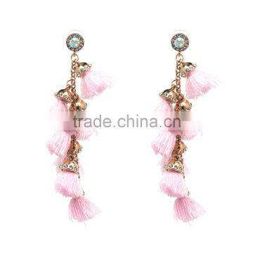Bohemian Colorful Tassel With Rhinestone Dangle Earrings for Women Jewelry photo-6