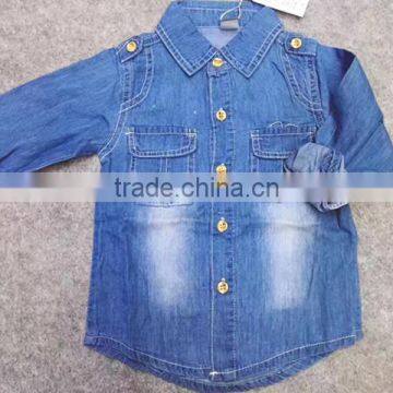 branded kids folding sleeve denim blue blouse