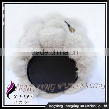 CX-H-08 High Quality Black Genuine Rabbit Fur Hand Bag Fur Pom Pom photo-6