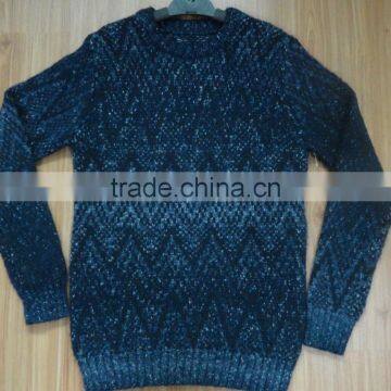 high quality Deep navy and blue jacquard men's shrug sweater/jumper knitwear(BKNM1440)