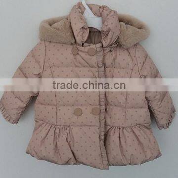 Baby Girl Cute Faux Fur Cap Printed Padded Coat for Winter