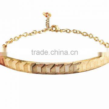 Imitation Artificial 18kt Three Tone Plated Bangle Bracelet With Extension Chain