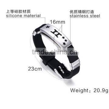 Fashion Mens Silicone Stainless Steel Bracelets Custom Own Logo Silicone Braceets for Promotional Gifts 2017 photo-5
