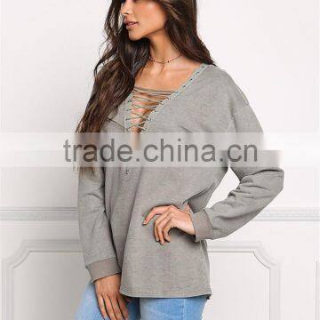 MGOO 2017 Manufacturer Custom Made Your Own Tags Clothes Grey Terry Cotton Polyester Olive Brushed Terry Tunic Tops photo-5