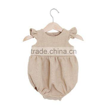 Newborn Baby Boutique Wear Clothes Baby Girls Plain Blue Jumpsuit Toddler Ruffle Design Romper Wholesale photo-4