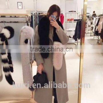 Winter Casual Fashion Women Big Whole Fox Fur Scarf Lady Colorful Wraps Women Faux Fur Wrap Shawls photo-2