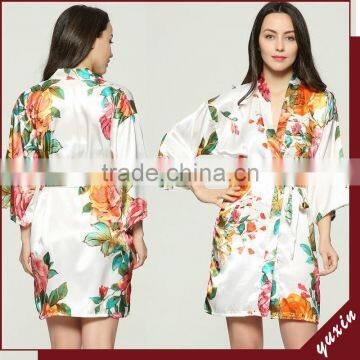 Silk Satin Floral Robe Kimono Robes Bath Robe Custom Made Japan Kimono Robe LF001 photo-3