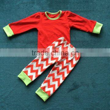 2015 Ney Style Baby Christmas Pajamas Red Top and Chevron Pants YW-184 photo-2