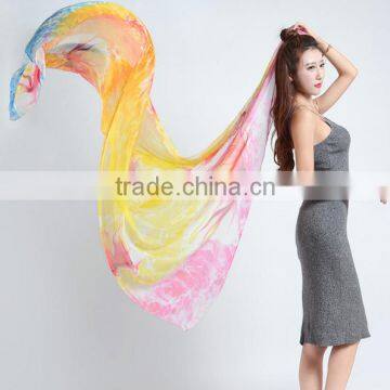 Floral Fashion Logo Design Digital Printed Women Long Scarf Chinese Satin Silk Scarf Custom photo-4