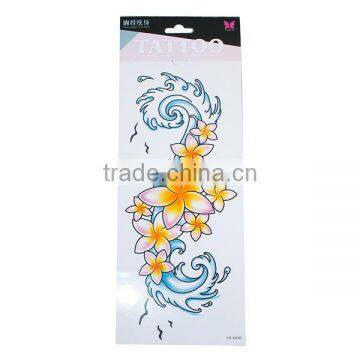 Paper Removable Waterproof Temporary Sternum Tattoo Sticker Body Art Multicolor Flower Pattern Temporary Tattoos Custom