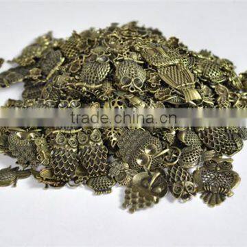 Mixed Antique Bronze Owl Halloween Ornaments Charm Pendants 18x9mm-10.4x4.8cm