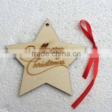 Christmas Ornament Hanging Decoration DIY Carving Star Wood Craft photo-2