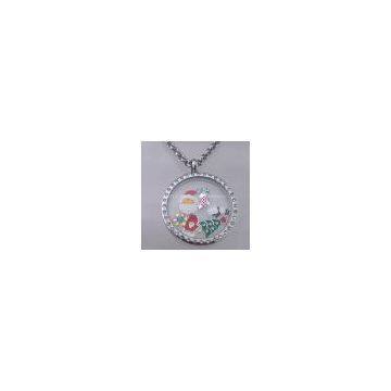 Lovely Locket Pendants jewelry Necklace 3 Mix Charms Floating Lockets Stainless Steel