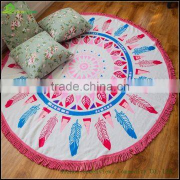 Alibaba Microfiber round beach towel cotton round towel Soft Warm customized tassel round towel for sale