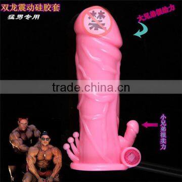 Soft Silicone Crystal Penis Sleeve Dildo Enlarge Vibrating Sex Delay Condom