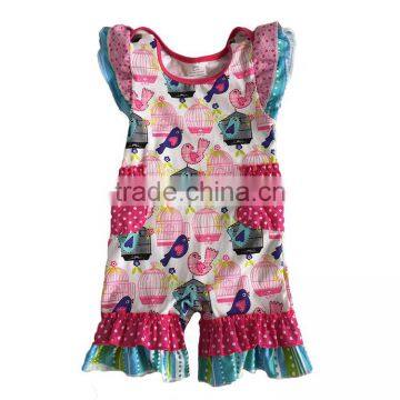 Yawoo new designs birdcage patterns unique baby clothing boutique romper