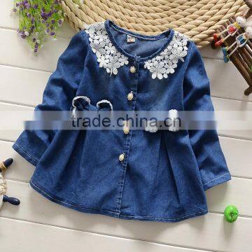 Lace girls coats fashion children clothes kids denim jacket M6071305