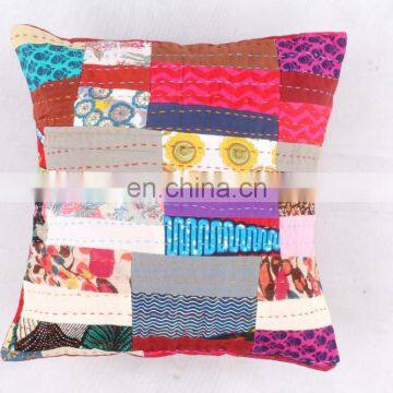 Indian Cotton Handmade Kantha Cushion Cover Kantha Throw Pillow Cover Hand Quilted Decorative Cushion Cover Art