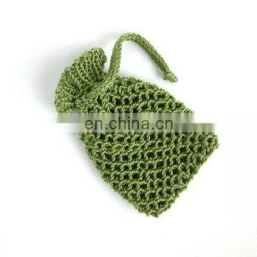 Sage Green Soap Saver Cotton Pouch Knit Soap Holder