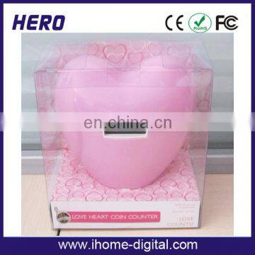 OEM/ODM Digital heart shaped piggy bank with Coin counter