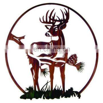 rusted corten steel laser cut metal deer decoration