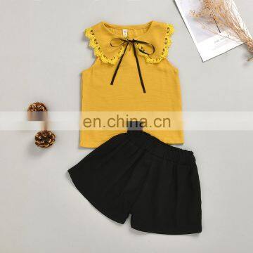 2020 Girls Sets New Spring Summer Solid Children Sleeveless T-shirt Shorts 2PCS Kids Suit Fashion 2-6T Children Clothes