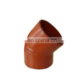 EN877 fusion bonded epoxy grey cast iron drainage pipe fitting 88 degree bend dn150