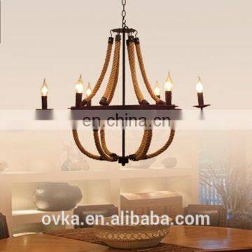 Wrought iron chandelier lighting retro rope creative personality staircase decorated restaurant lights chandelier lighting
