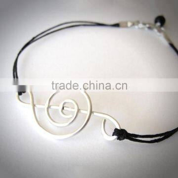 wax cord braid bangle musical note charm bracelet for women