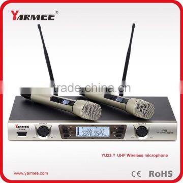 UHF dual channel hand wireless microphone with 2 Channels                        
                                                Quality Choice