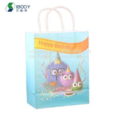 Custom Takeaway Food Bag Fashion Shopping Bag White Kraft Paper Christmas Gift Bag