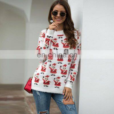 Custom Oversized Women Knit Pullover Ugly Christmas Sweater With Santa Claus Pattern photo-3