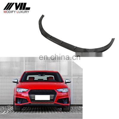 Modify Luxury A4 B9 SLINE Carbon Fiber Front Chin Lip for Audi Sline S4 Sedan 4-Door 2018-2019